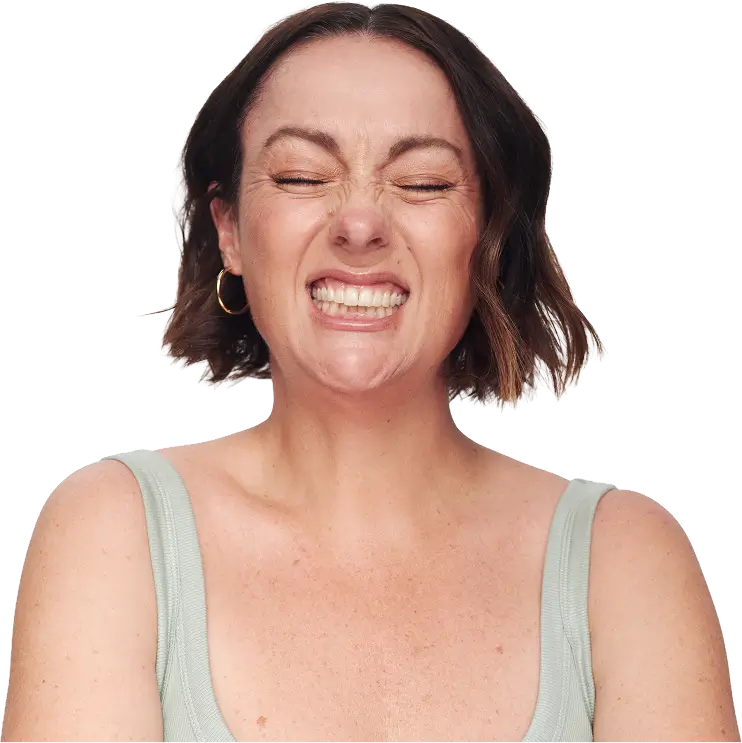 Celeste pulling silly face