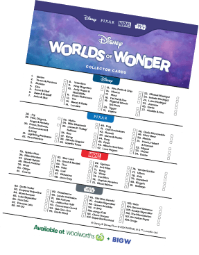 Disney Worlds of Wonders cards checklist