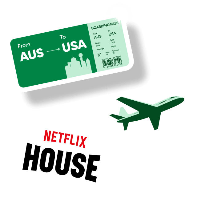 Netflix House, Boarding pass from Australia to USA.