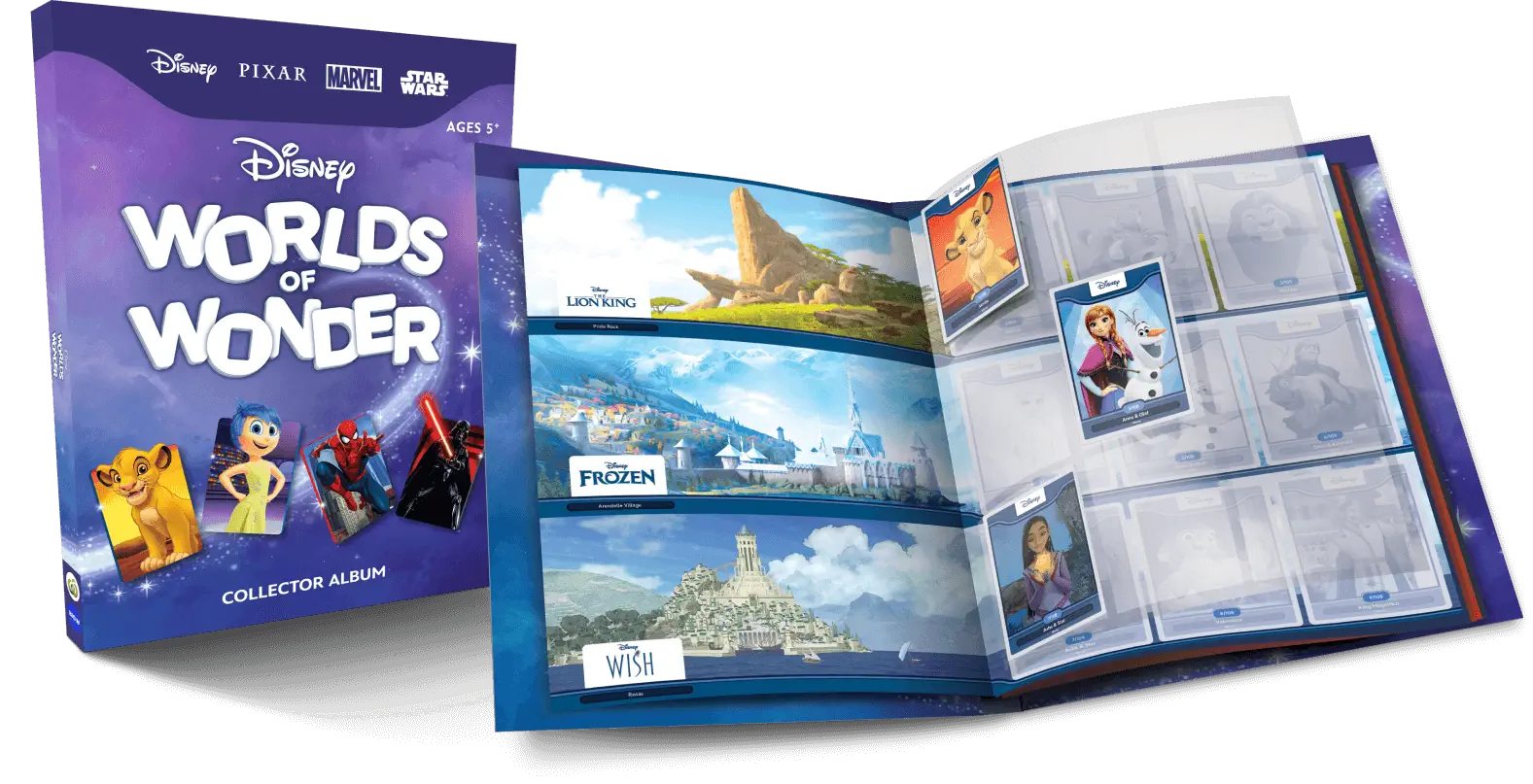 Disney Worlds of Wonder Collector Album, Age 5+, from Woolworths: Disney, Pixar, Marvel and Star Wars.