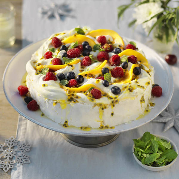 Pavlova With Summer Fruit Passionfruit Syrup Recipe Woolworths