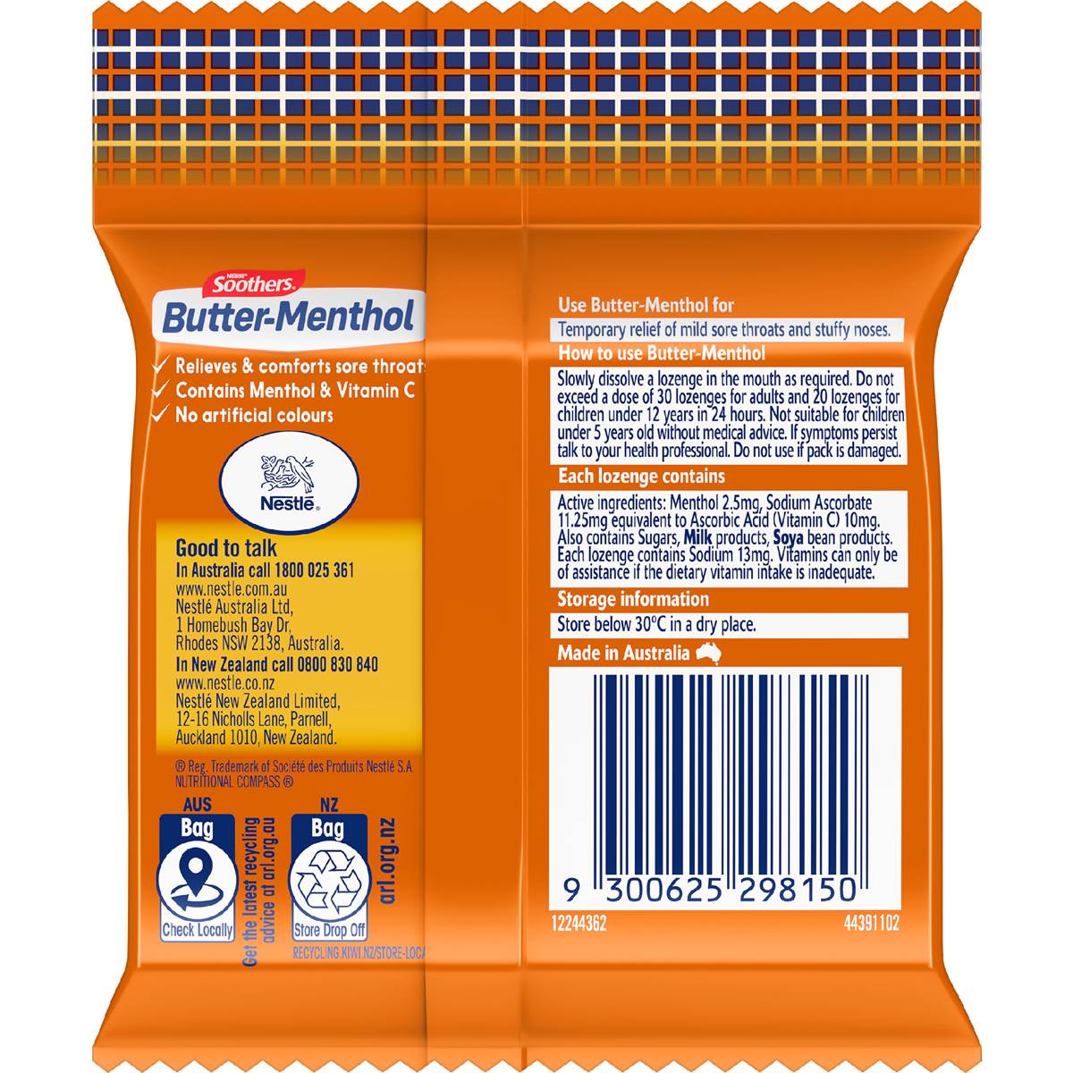 Nestle Soothers Buttermenthol Throat Lozenge 3 Pack Woolworths