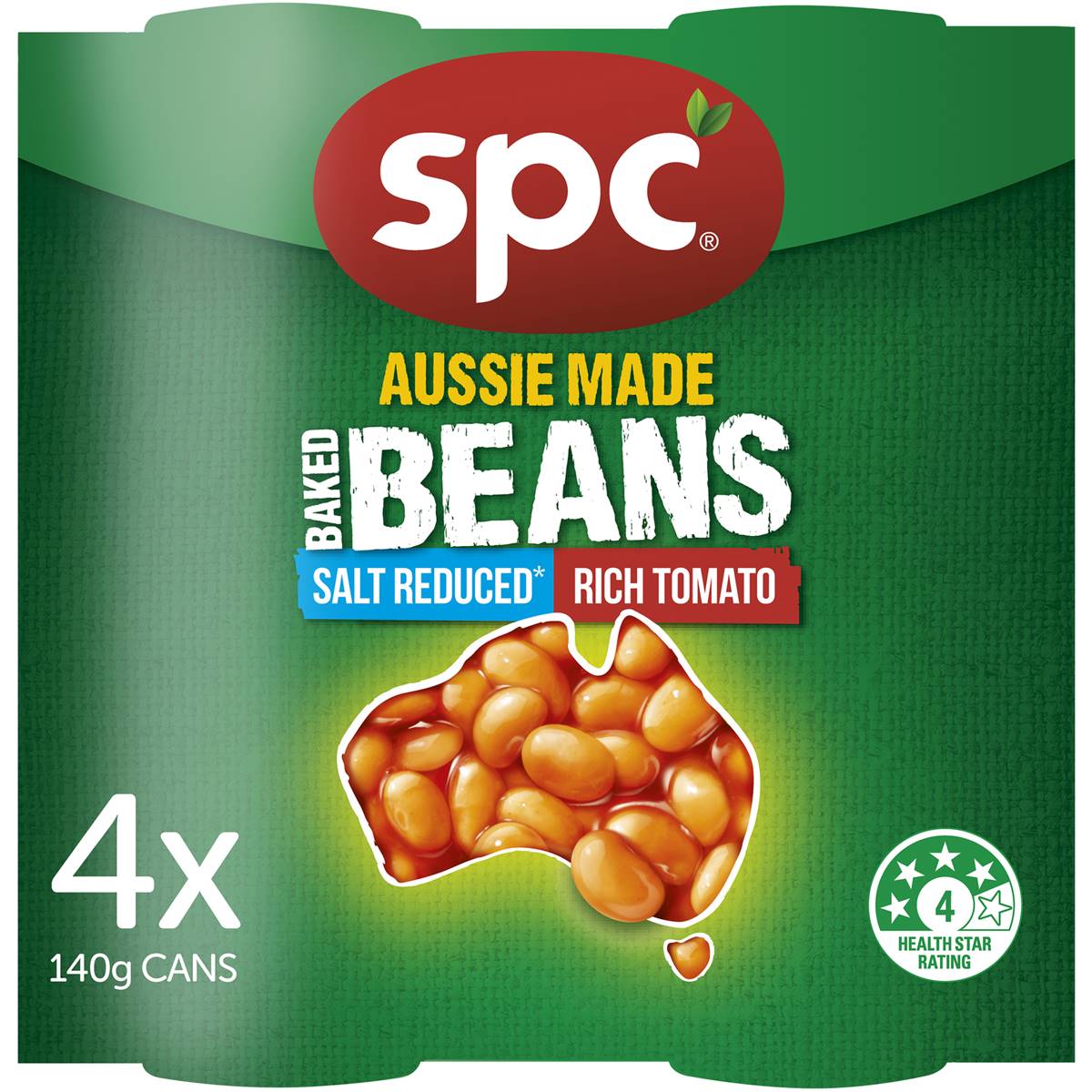 Spc Baked Beans Rich Tomato Salt Reduced 140g X 4 Pack Woolworths