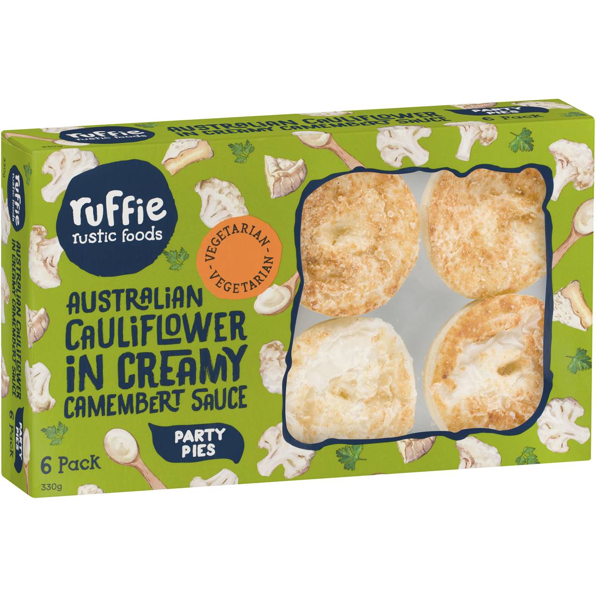 Ruffie Rustic Foods Pies Cauliflower Camembert & Bechamel 6 Pack