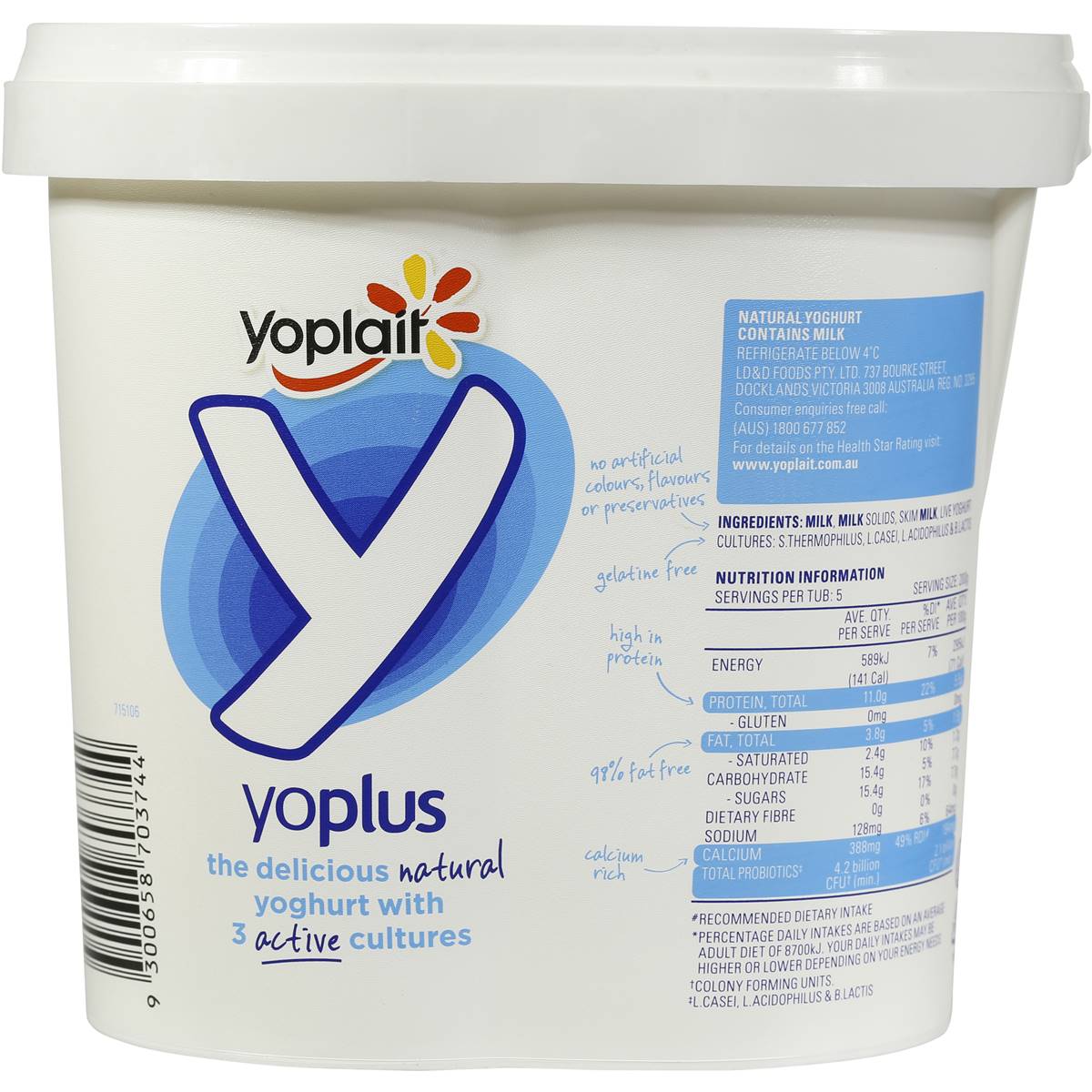 Yoplait Yoplus Natural Yoghurt 1kg Woolworths