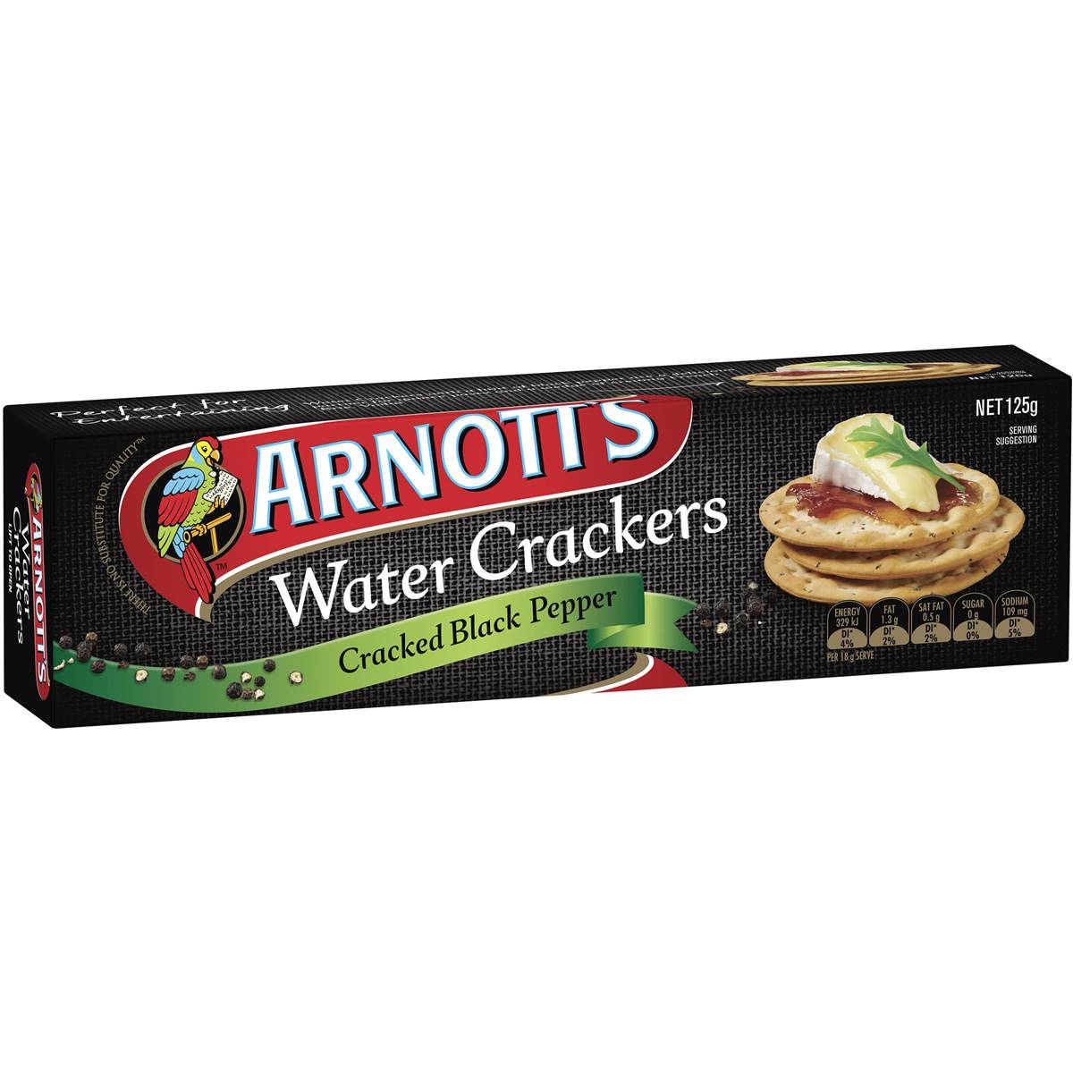 Arnott's Water Cracker Cracked Pepper 125g Woolworths