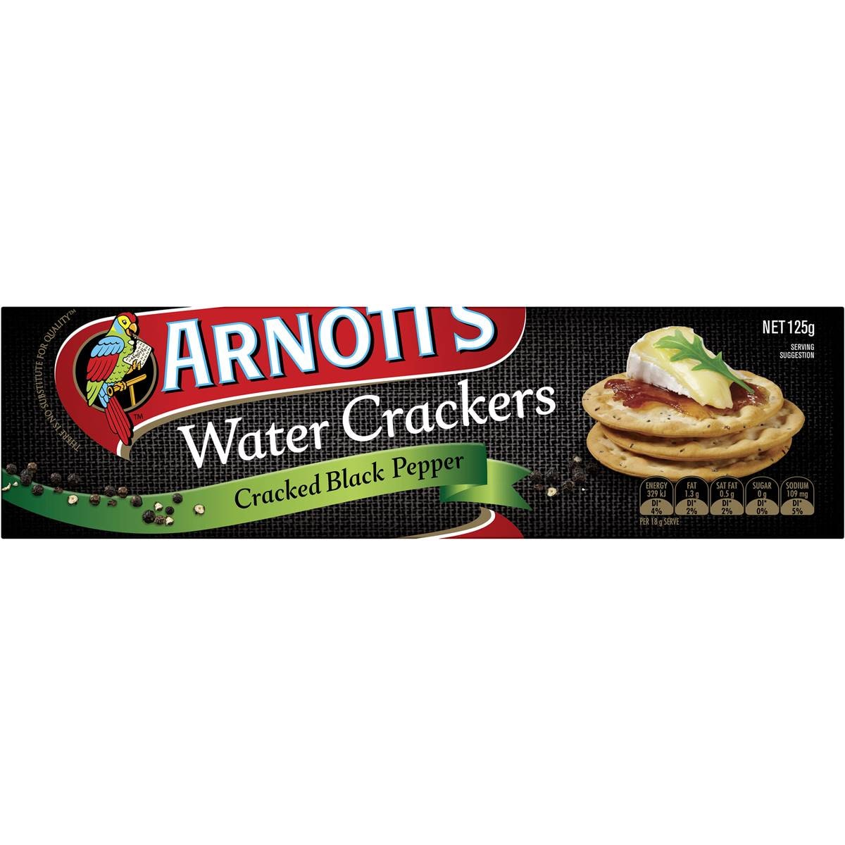 Arnott's Water Cracker Cracked Pepper 125g Woolworths