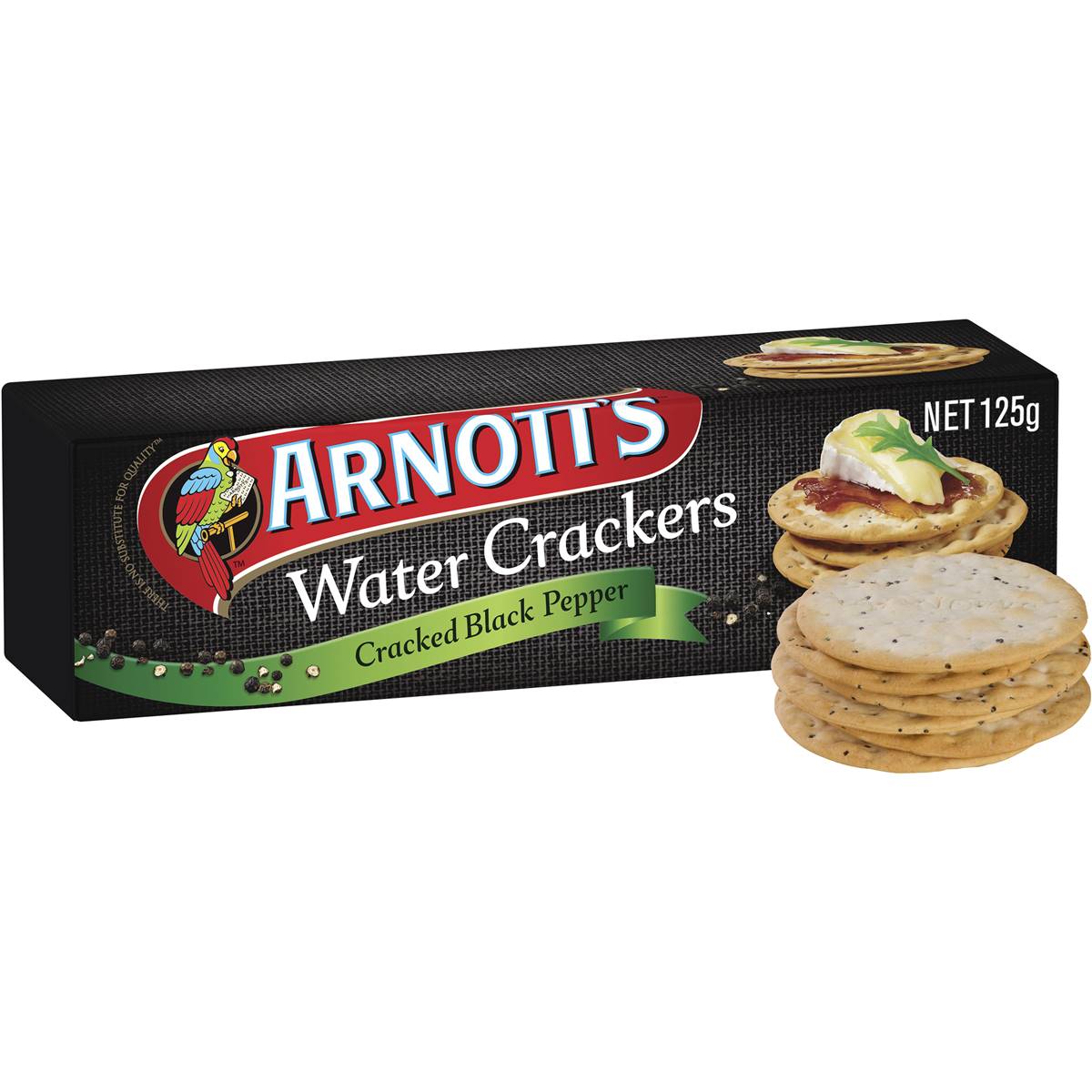 Arnott's Water Cracker Cracked Pepper 125g Woolworths