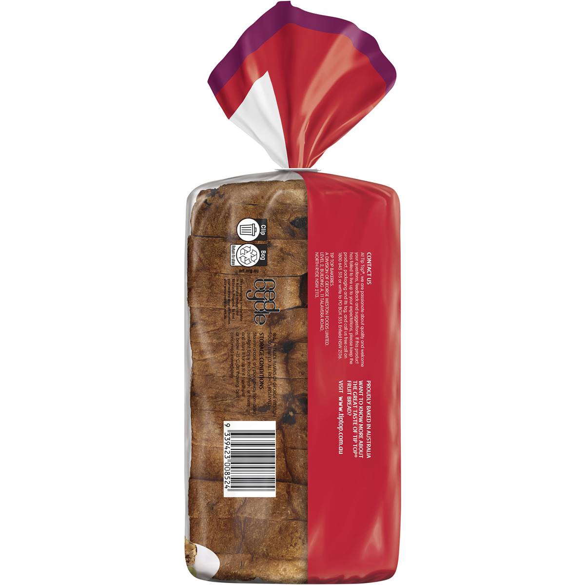 Tip Top Raisin Fruit Bread Loaf Toast 520g Woolworths