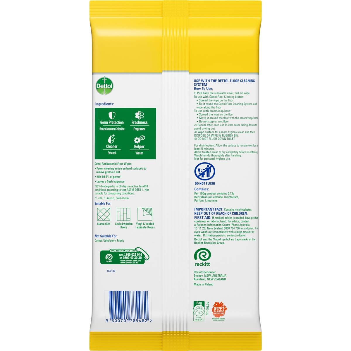 Dettol Antibacterial Floor Cleaning Wipes Lemon And Lime 25 Pack