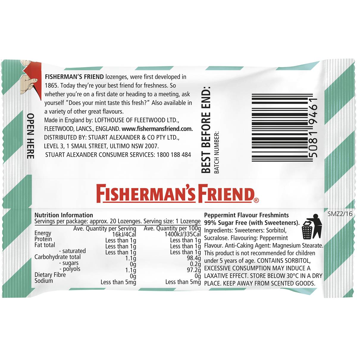 Fisherman's Friend Mints Fresh Sugar Free 25g Pack | Woolworths