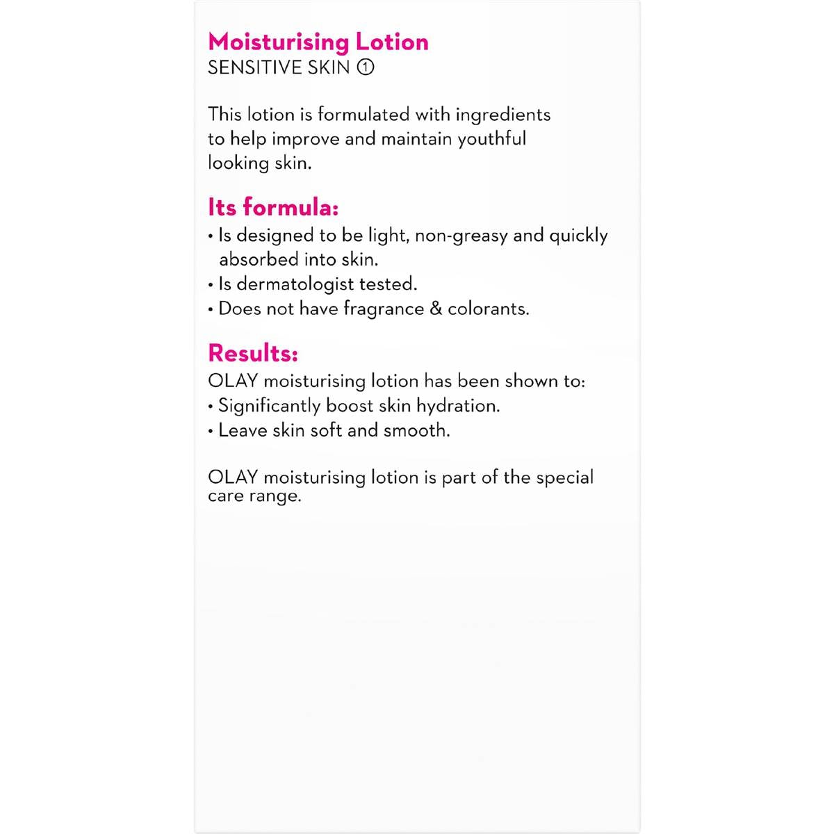 Olay Moisturising Lotion For Sensitive Skin Care 150ml Woolworths