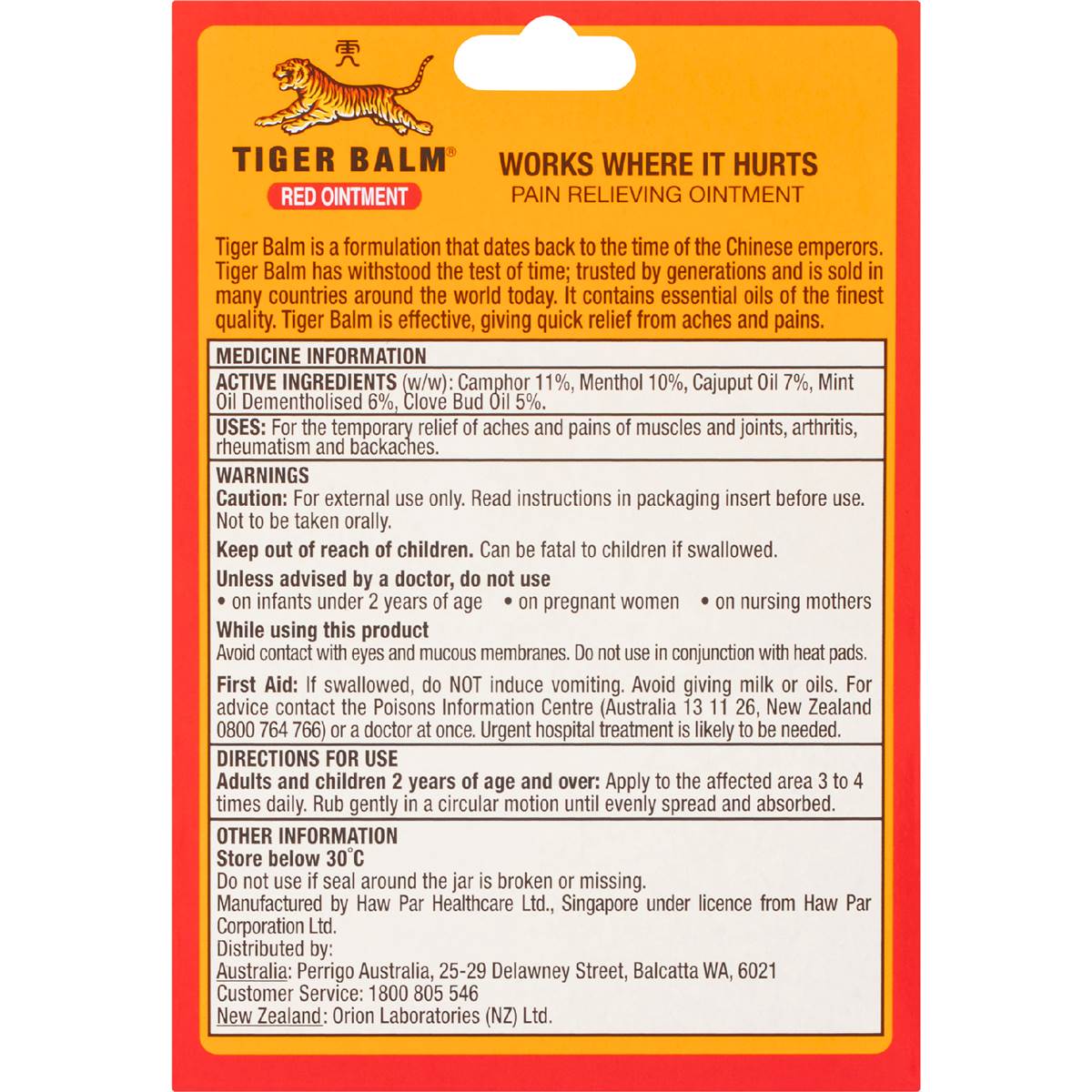 Tiger Balm Ointments Extra Strength 18g | Woolworths