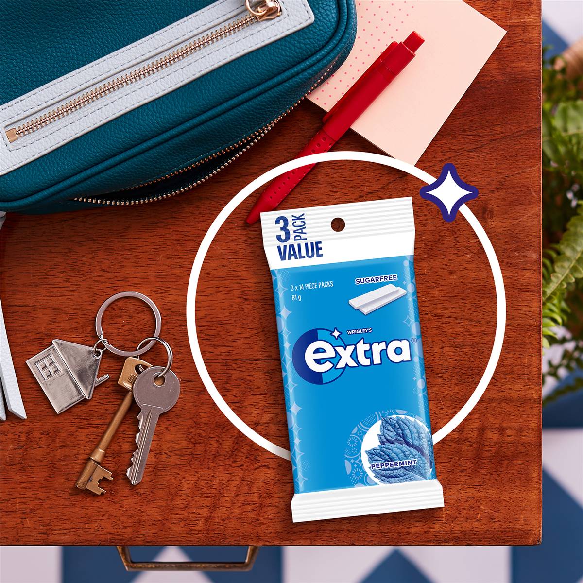 Extra Peppermint Sugar Free Chewing Gum Multipack 42pc 3x27g Woolworths