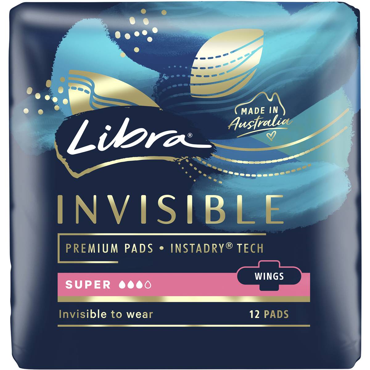 Libra Invisible Super Pads With Wings 12 Pack Woolworths