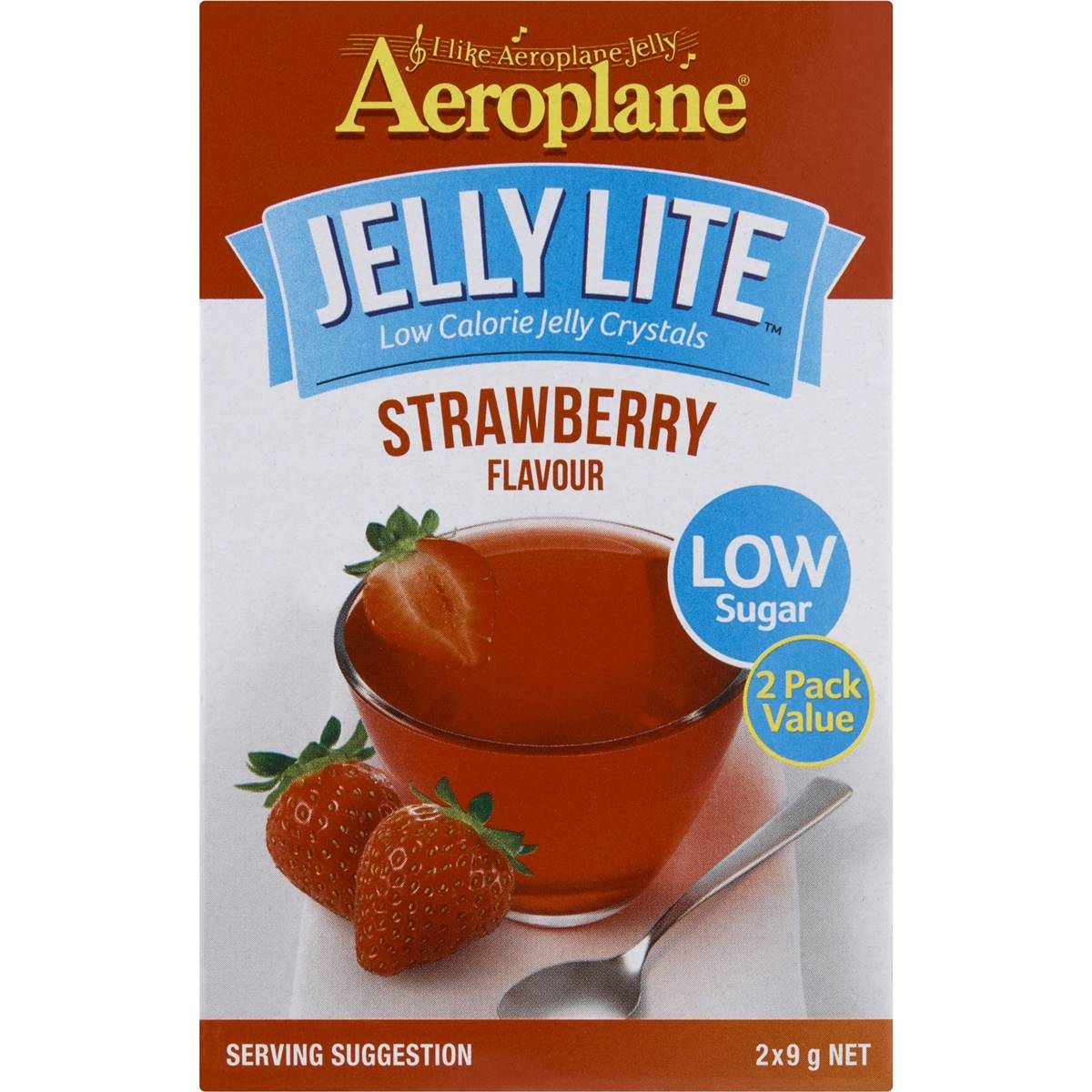 Aeroplane Jelly Lite Strawberry Flavour Low Calorie Jelly Crystals 2x9g