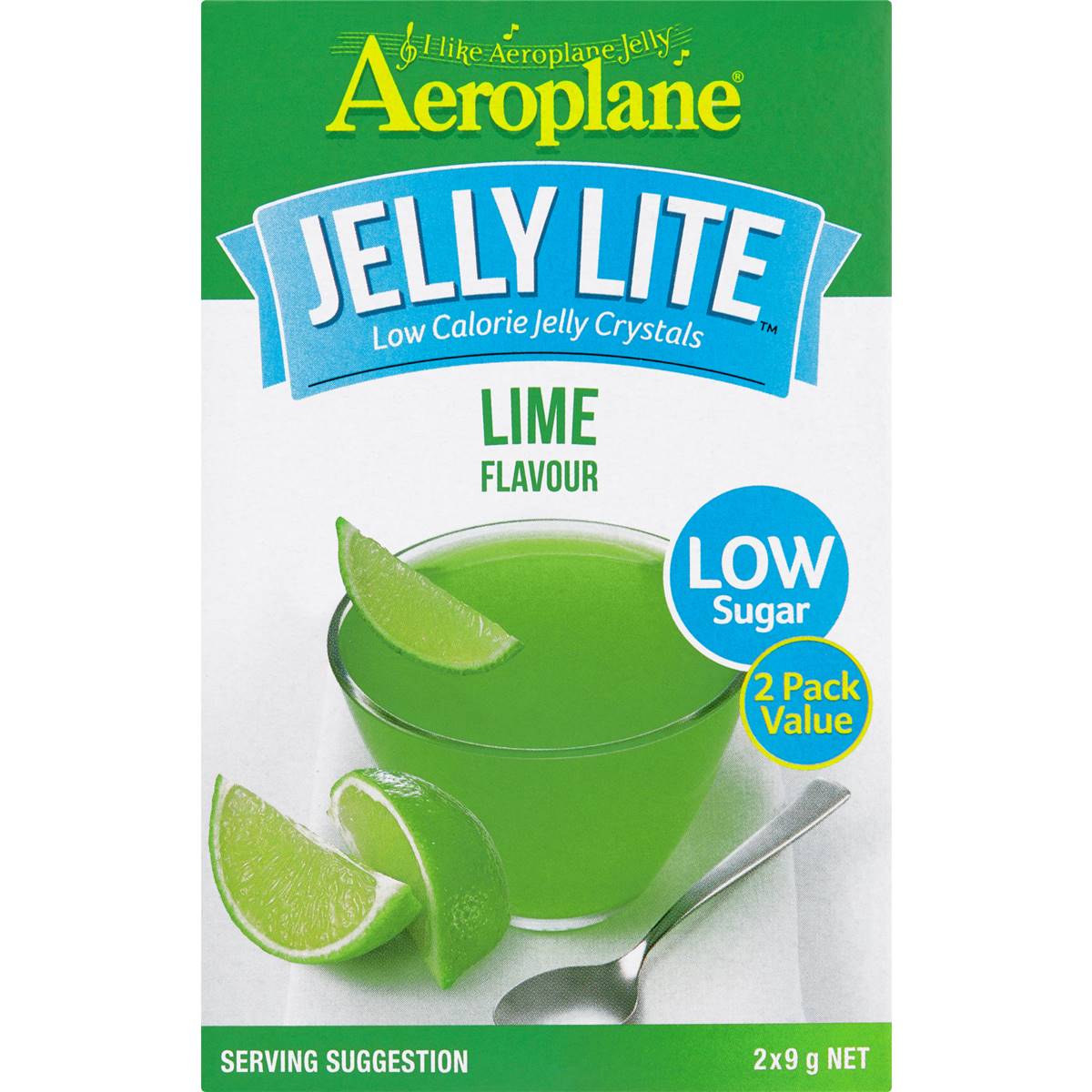 Aeroplane Jelly Lite Lime Flavour Low Calorie Jelly Crystals 2x9g