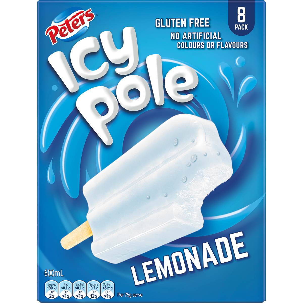 Peters Icy Pole Lemonade 8pk 600ml Woolworths