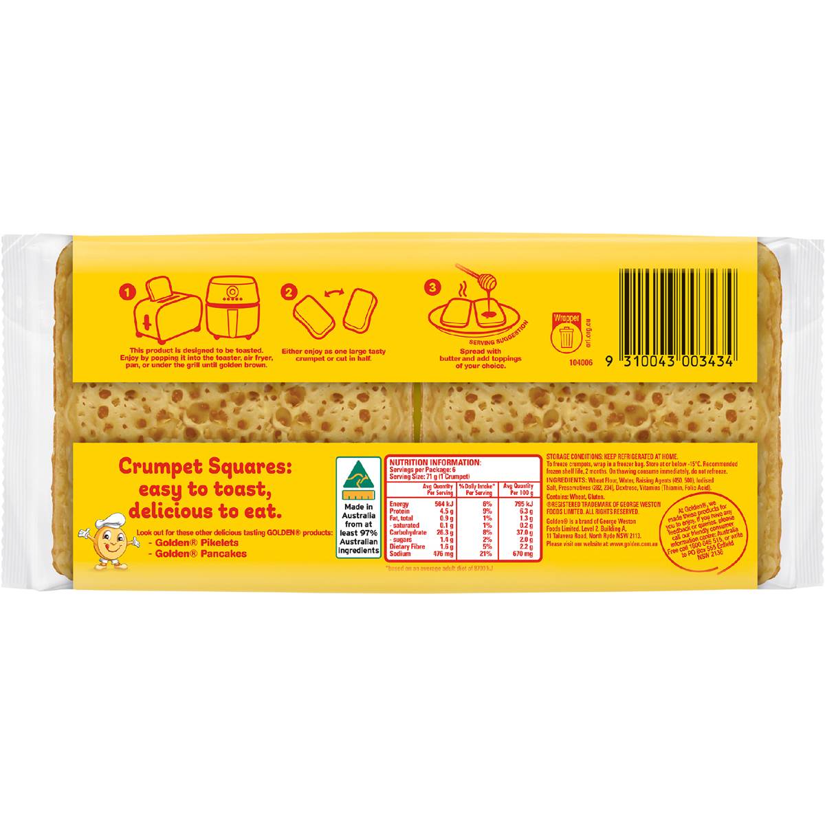 Golden Crumpet Squares 6 Pack Woolworths