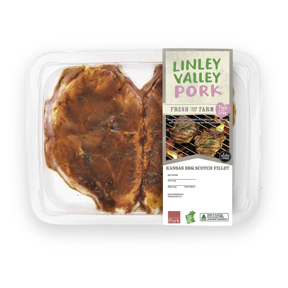 Linley Valley Kansas Bbq Pork Scotch Fillet 400g Woolworths