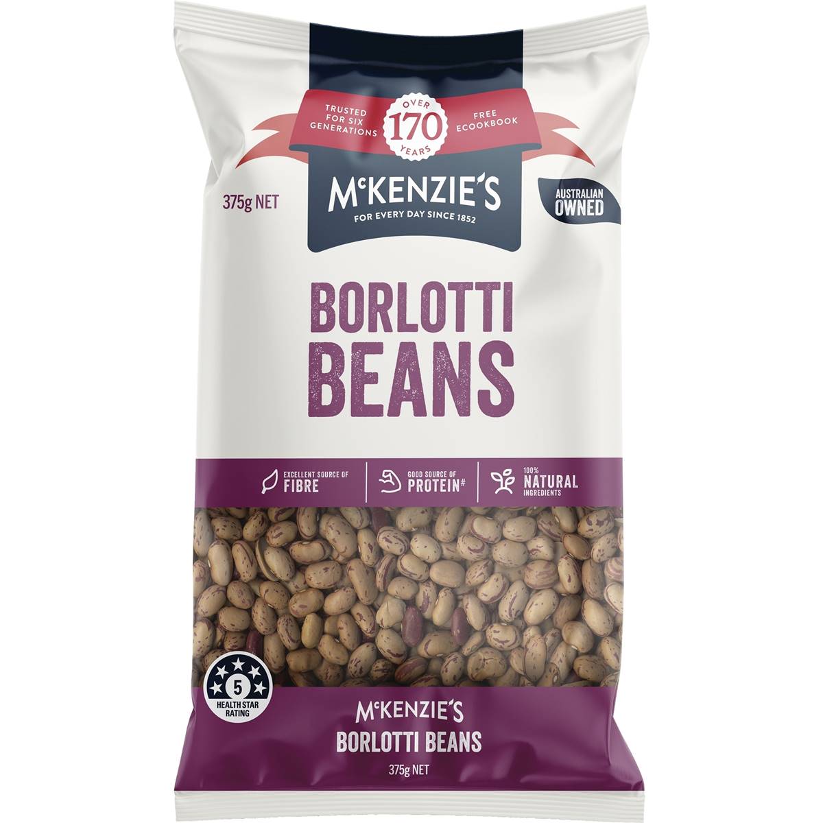 Mckenzie's Dried Veg Borlotti Beans 375g Woolworths