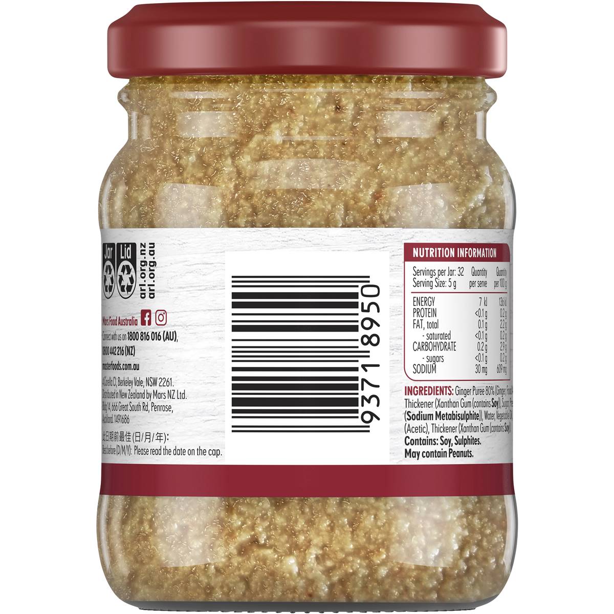 Masterfoods Finely Chopped Ginger 160g Woolworths