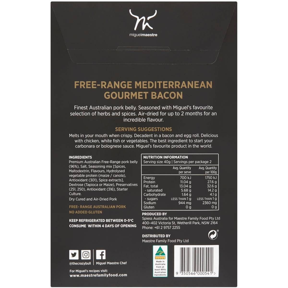 Miguel Maestre Free Range Flat Pancetta 80g Woolworths