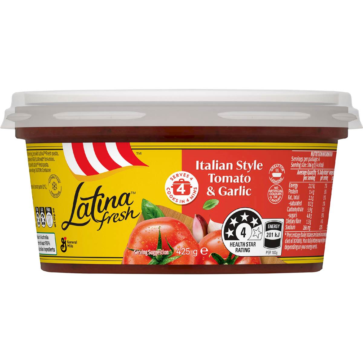 Latina Fresh Italian Tomato & Garlic Pasta Sauce 425g Woolworths