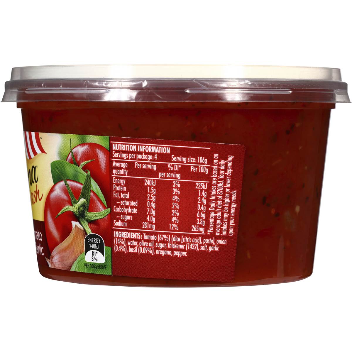 Latina Fresh Italian Tomato & Garlic Pasta Sauce 425g Woolworths