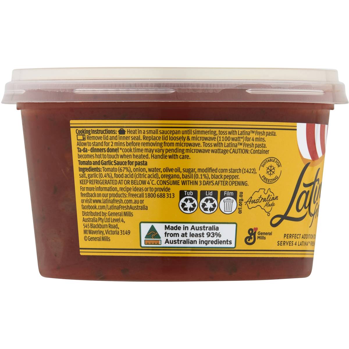 Latina Fresh Italian Tomato & Garlic Pasta Sauce 425g Woolworths