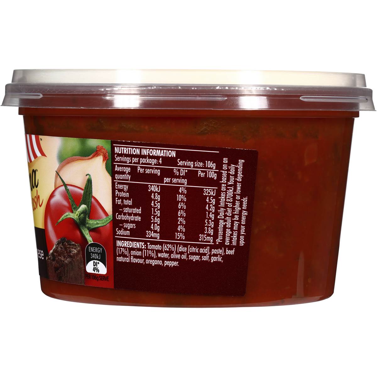 Latina Fresh Beef Bolognese Pasta Sauce 425g Woolworths