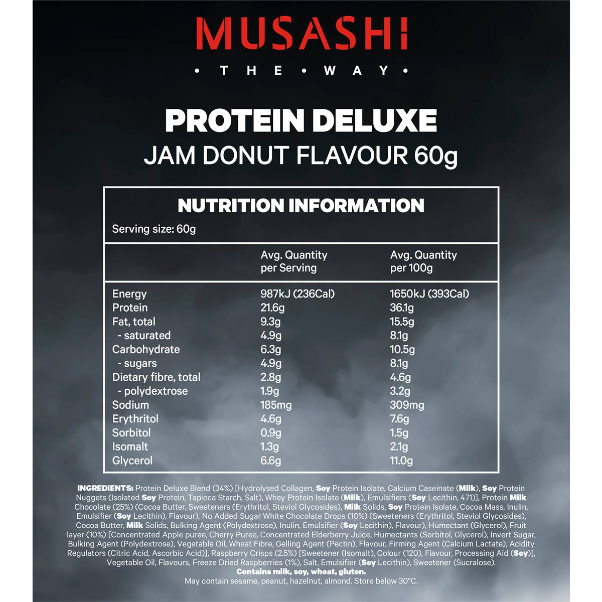 Musashi Deluxe Protein Bar Jam Donut 60g Woolworths
