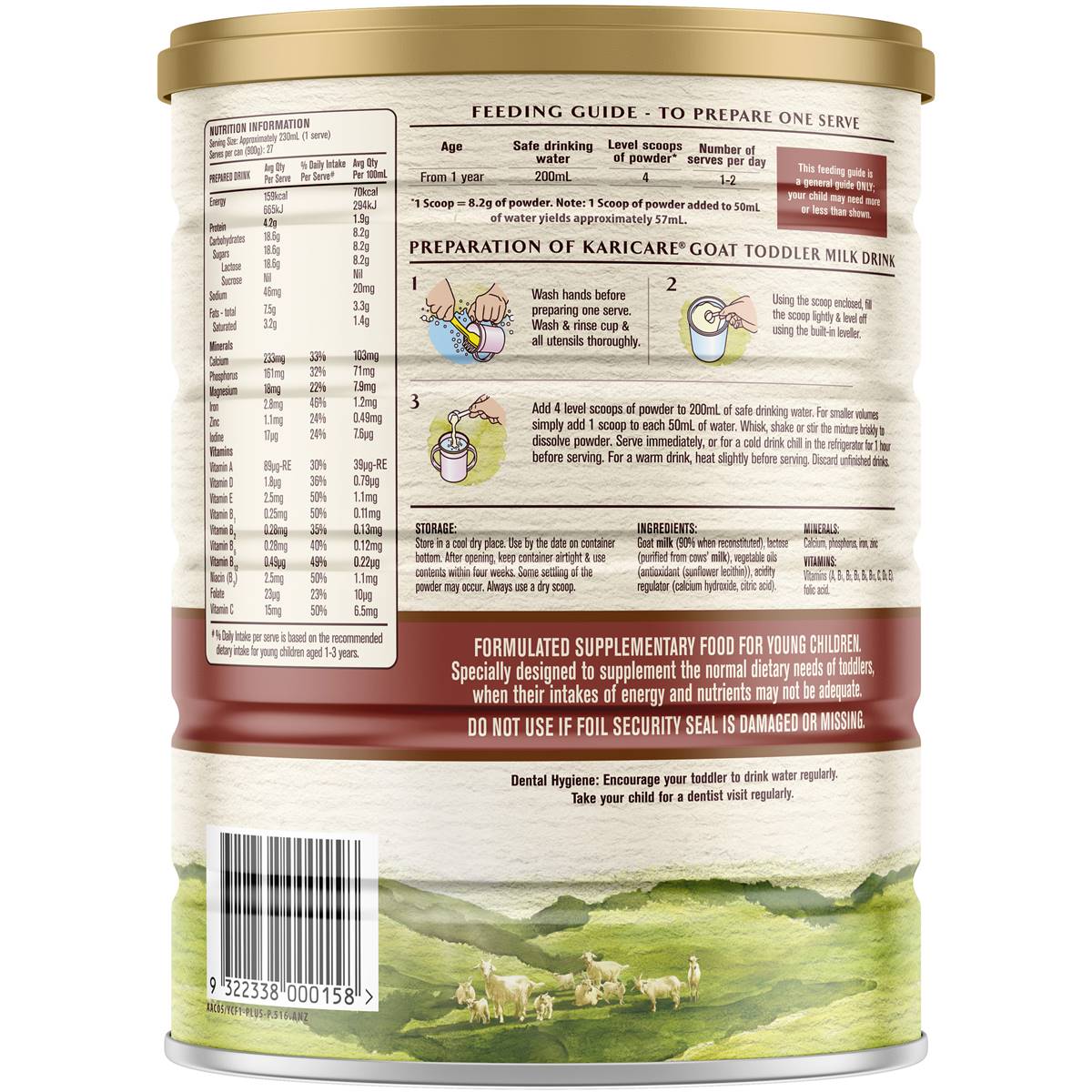 Karicare Goat Milk Formula Stage 3, 12+ Months 900g Woolworths