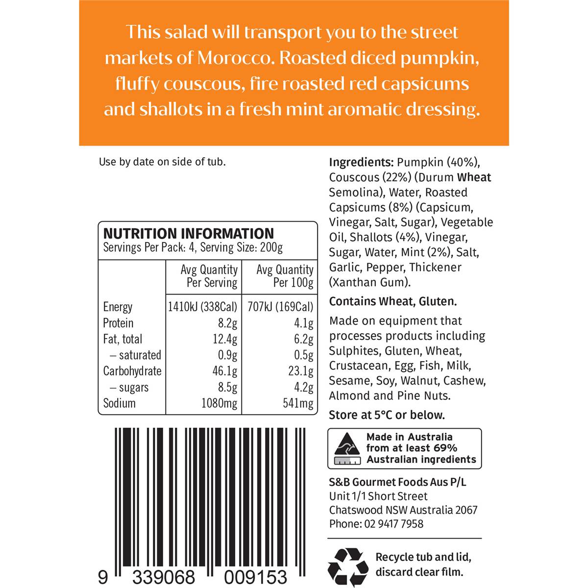 The Salad Servers Pumpkin Cous Cous With Fresh Mint 800g Woolworths