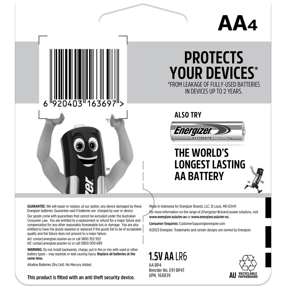 Energizer Max Aa Batteries 4 Pack Woolworths