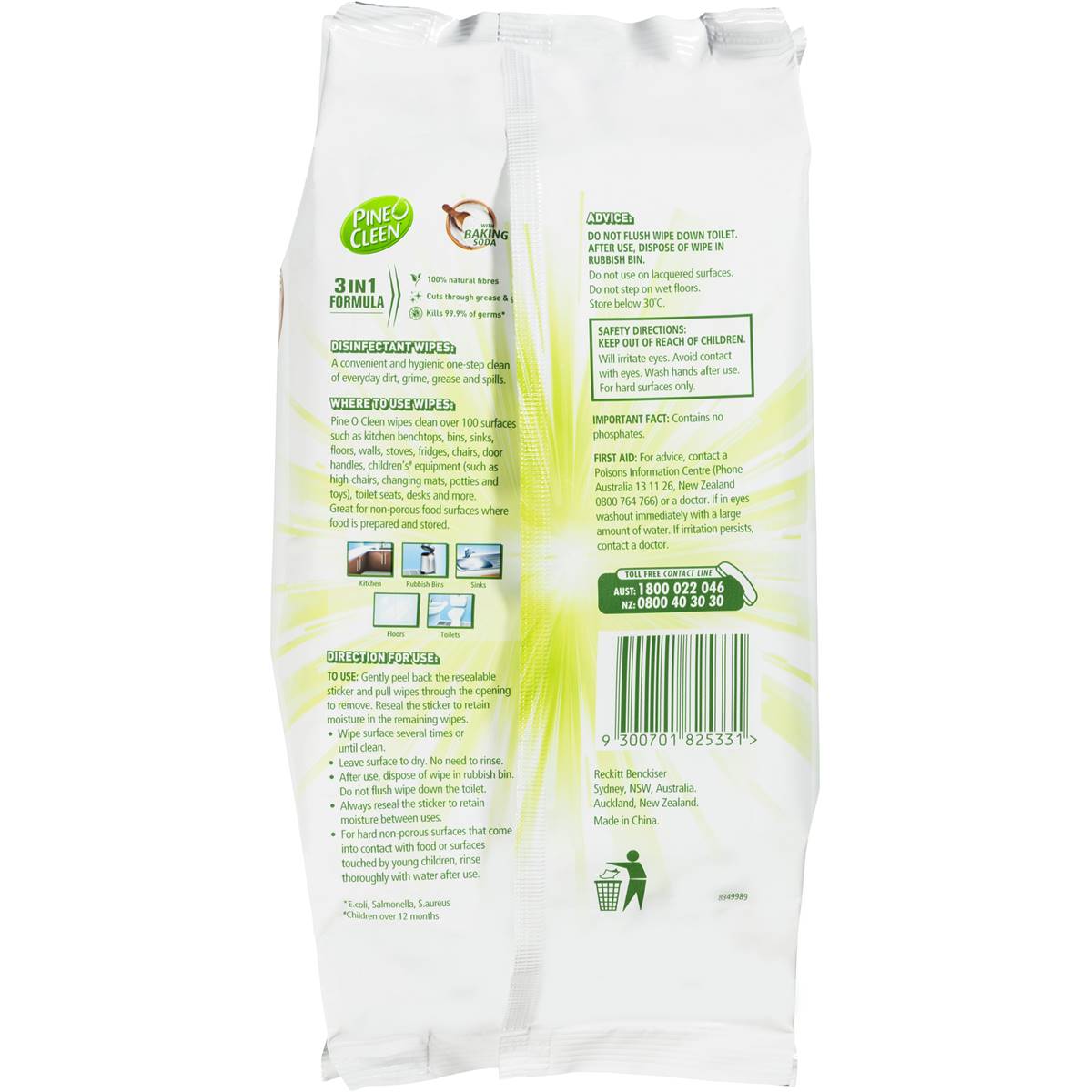 Pine O Cleen 3 In 1 Disinfectant Wipes With Baking Soda 90 Pack Woolworths