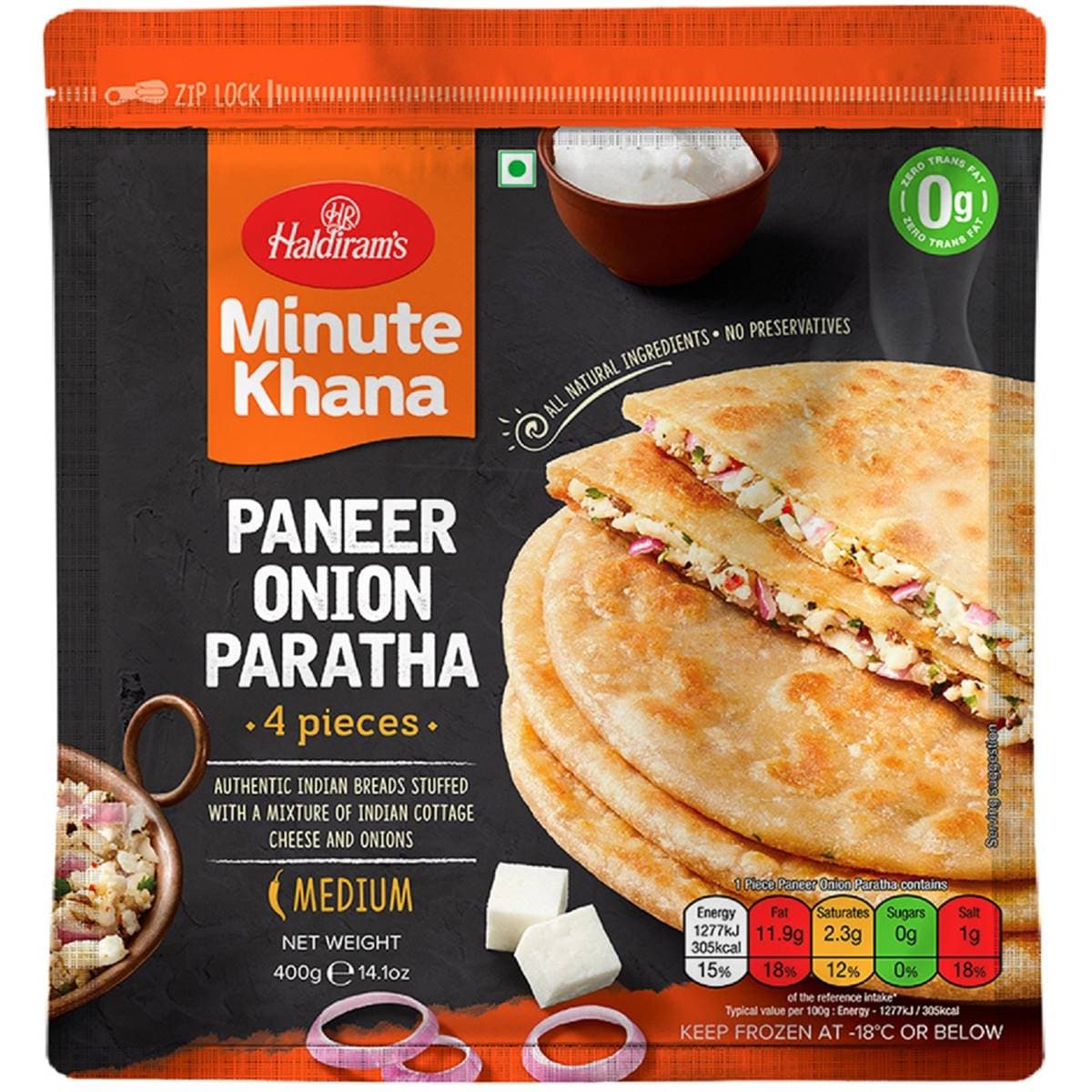 Haldiram's Paneer Onion Paratha 400g Woolworths