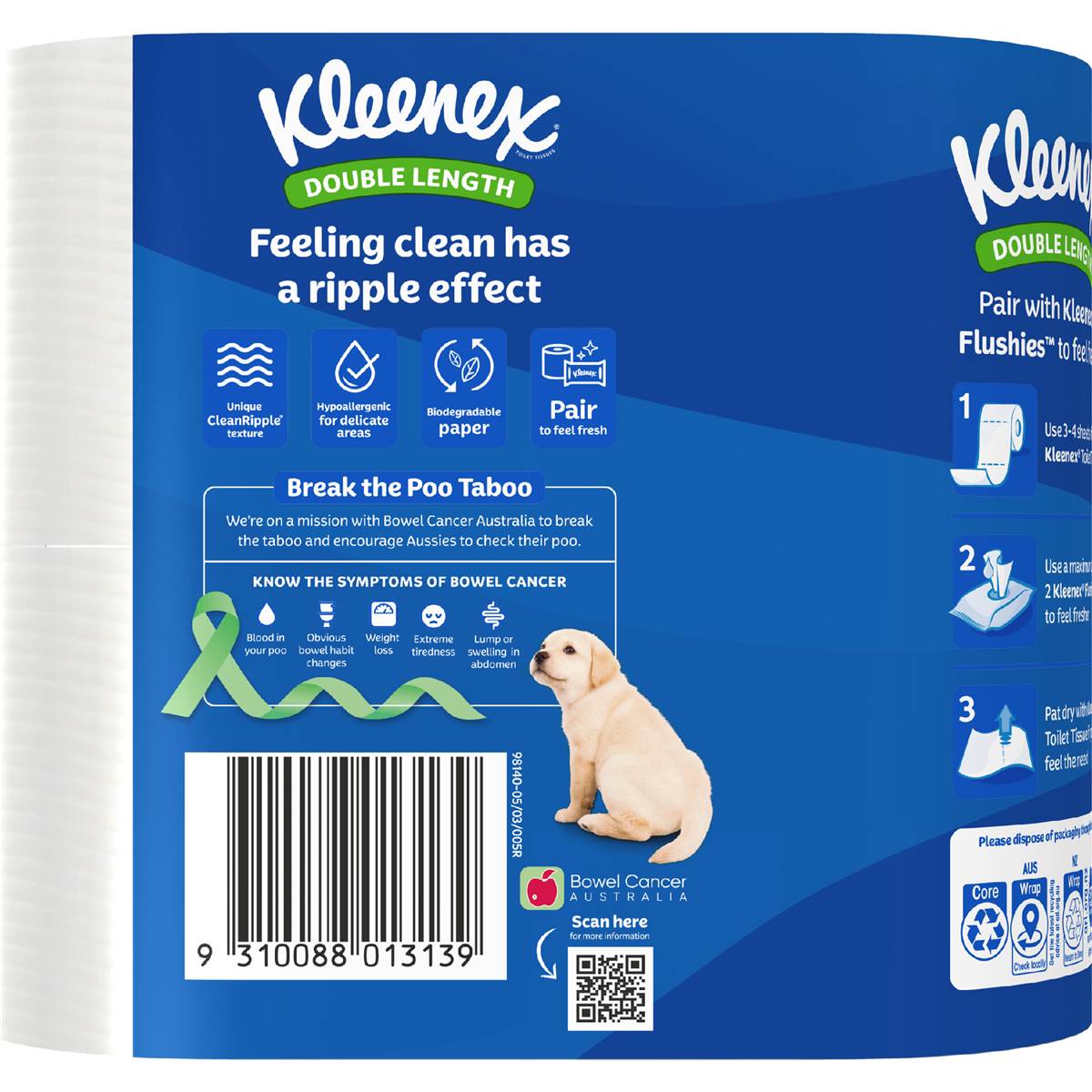 Kleenex Complete Clean Double Length Toilet Paper 4 Pack Woolworths