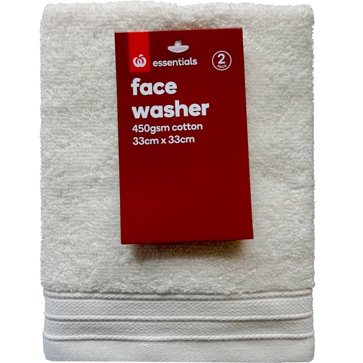Essentials Face Washer 450gsm Cw1 2 Pack Woolworths