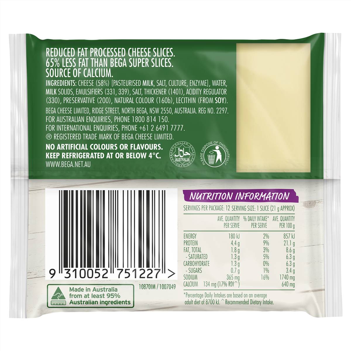 Bega Super Slim Cheese Slices 12 Pack Woolworths