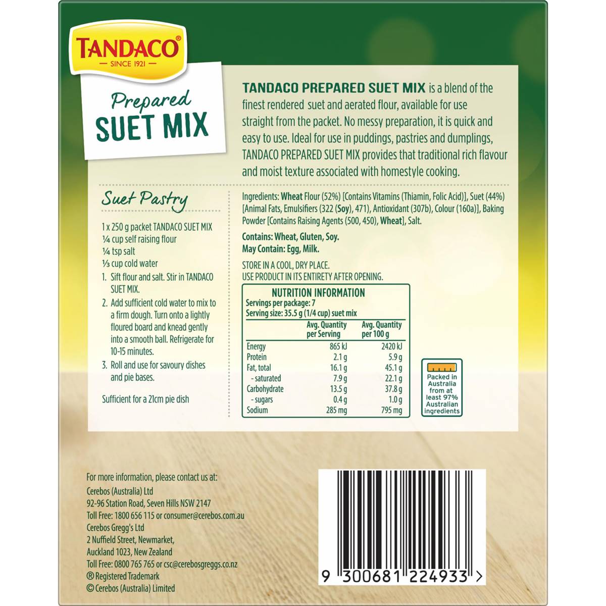 Tandaco Prepared Suet Mix 250g Woolworths