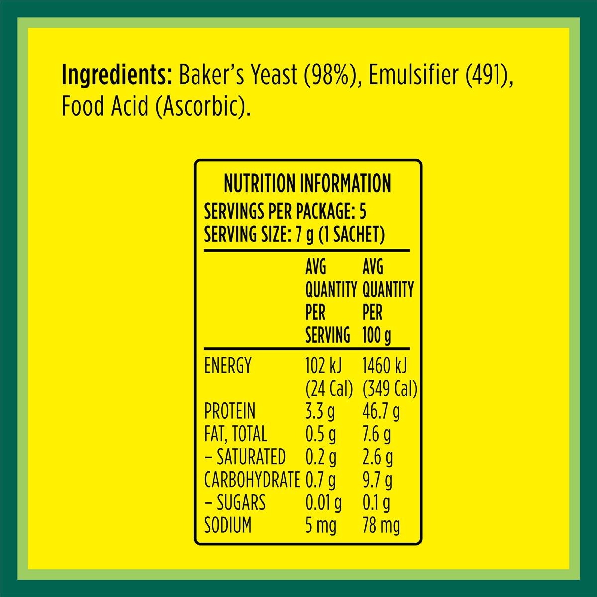 Tandaco Dry Yeast 5x7g Sachets 35g Woolworths