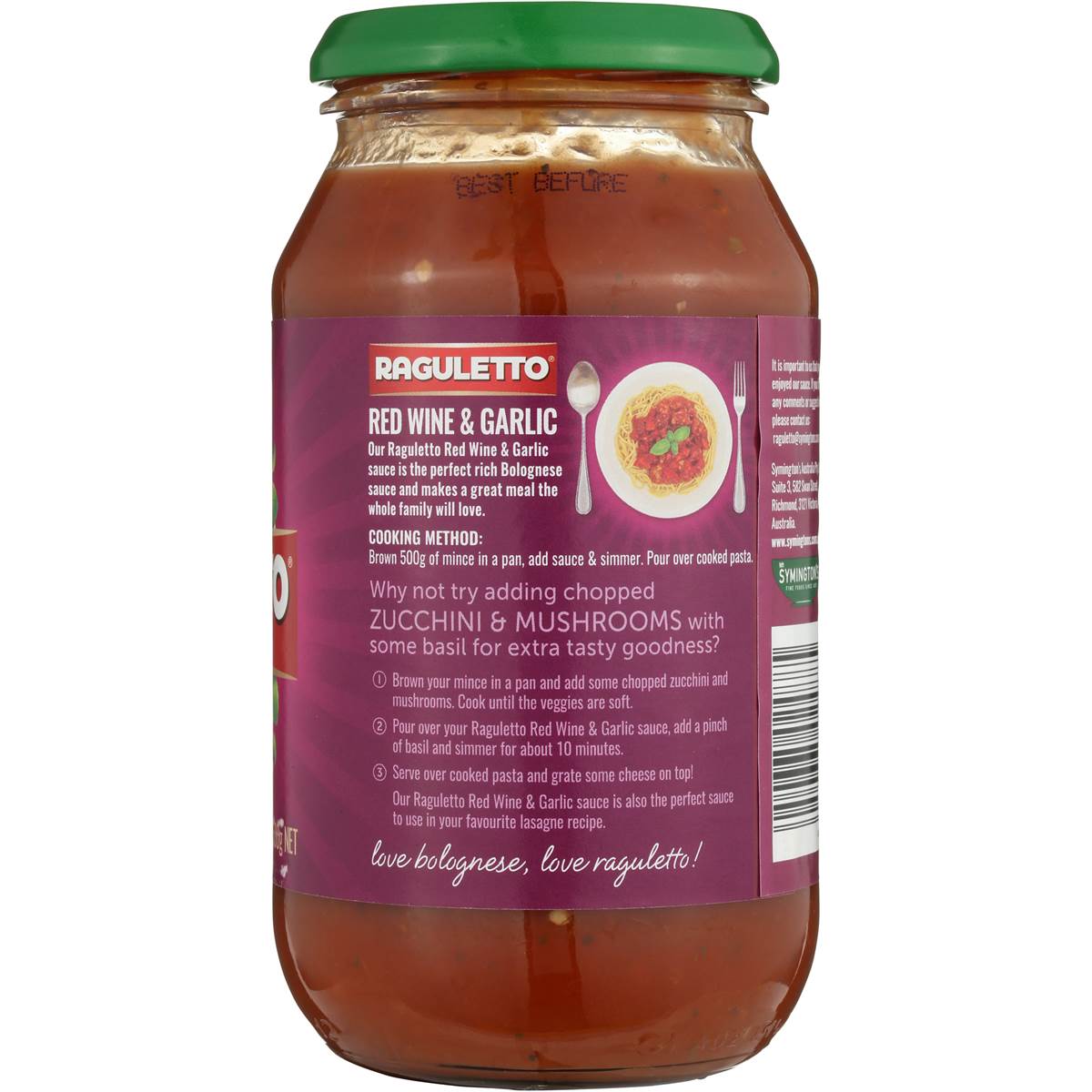 Raguletto Pasta Sauce Red Wine Garlic 500g Woolworths