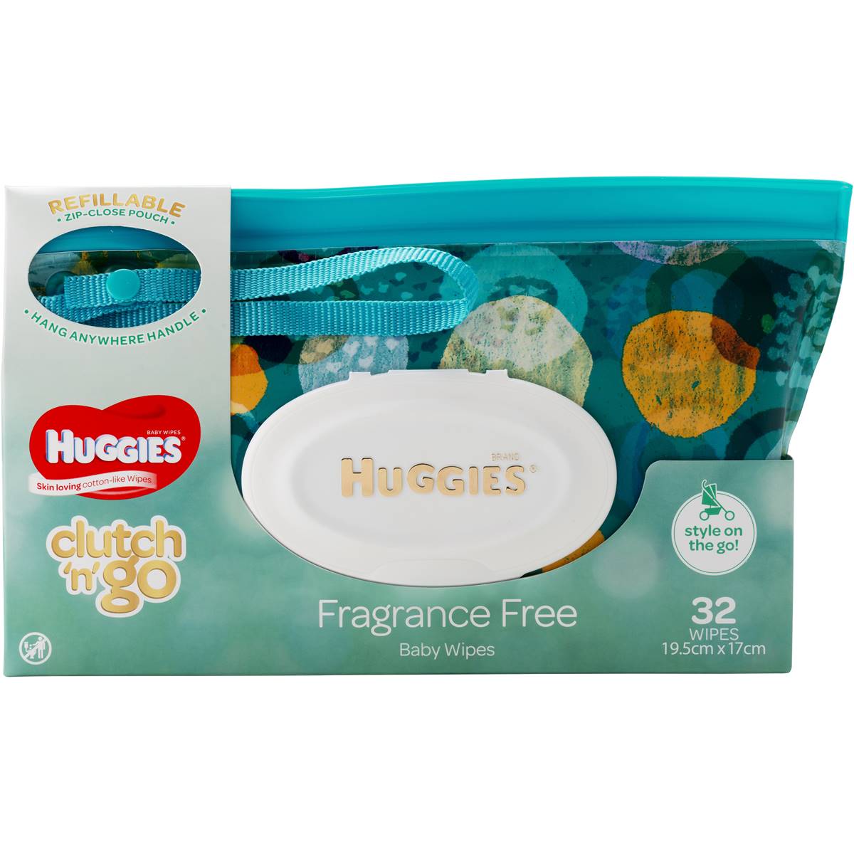 Huggies Refillable Baby Wipes Clutch 'n' Go 32 Pack Woolworths