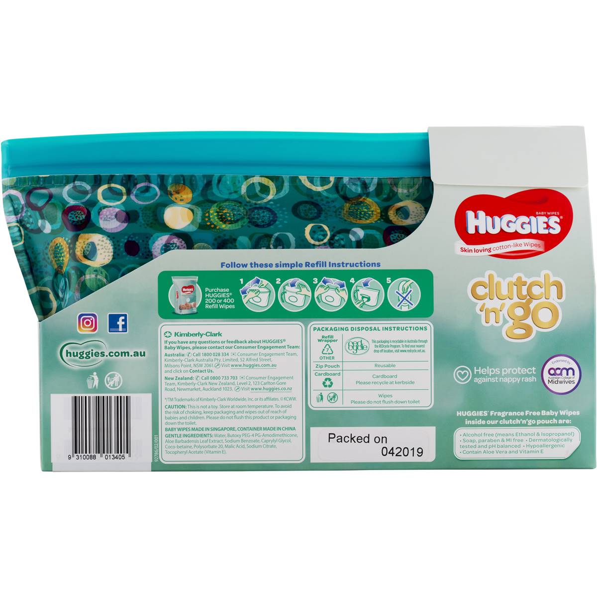 Huggies Refillable Baby Wipes Clutch 'n' Go 32 Pack Woolworths