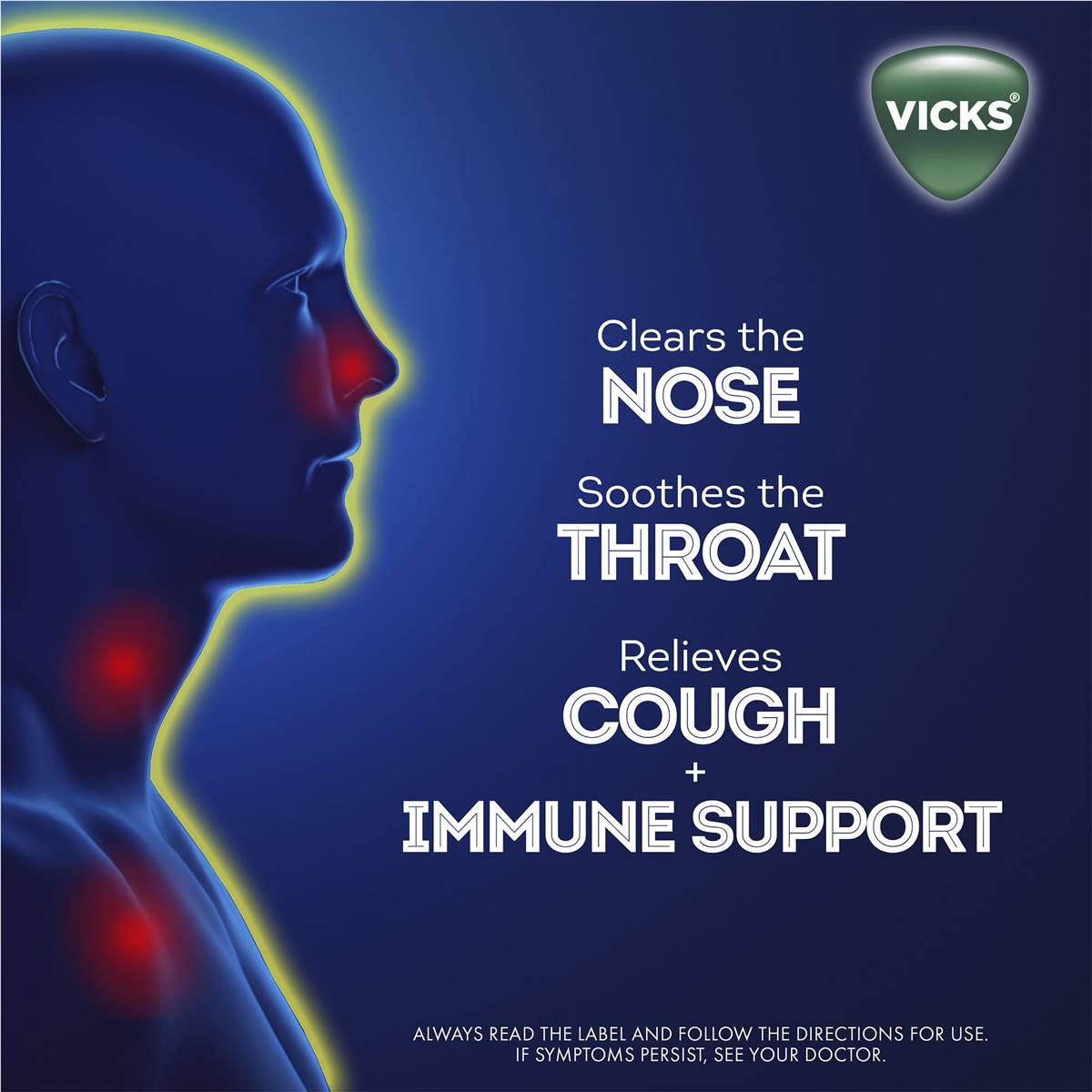 Vicks Vapodrop & Cough Sore Throat Lozenges Immune Orange 36 Pack