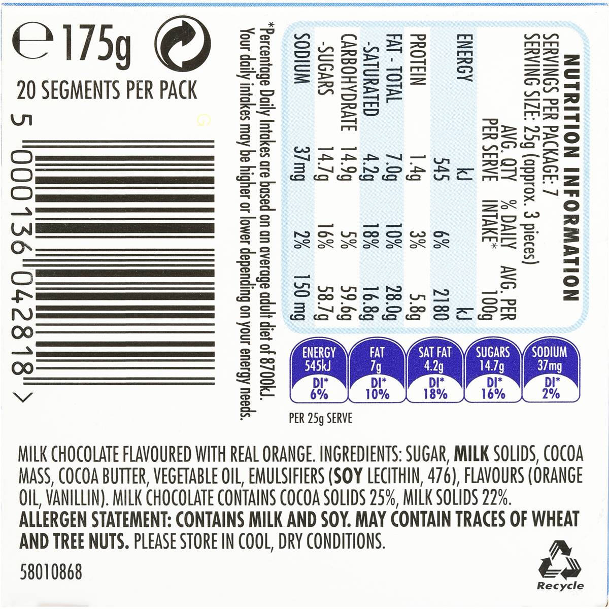 Terry's Choc Orange Milk 175g gift box Woolworths