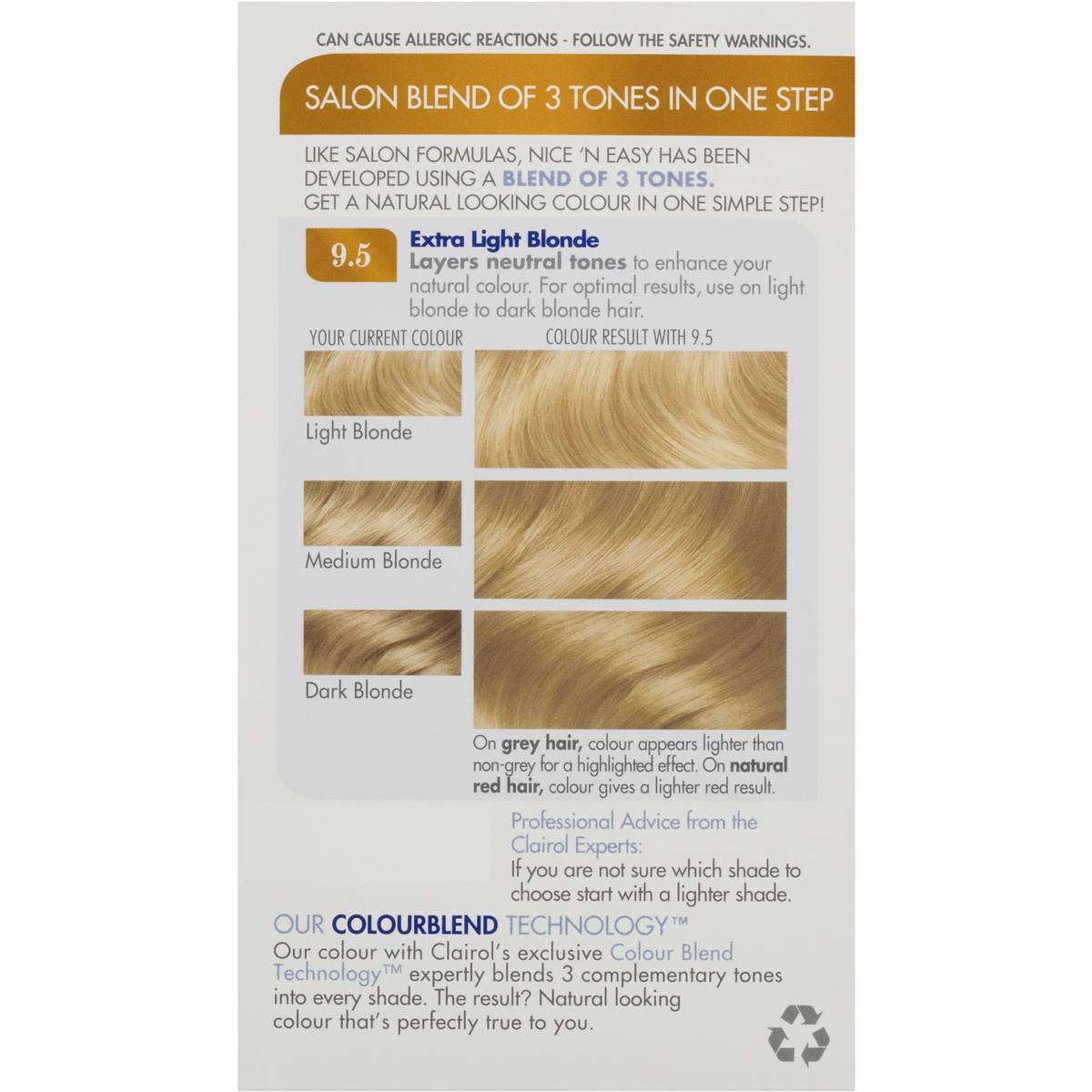 Clairol Nice N Easy 9.5 Natural Extra Light Blonde Each | Woolworths