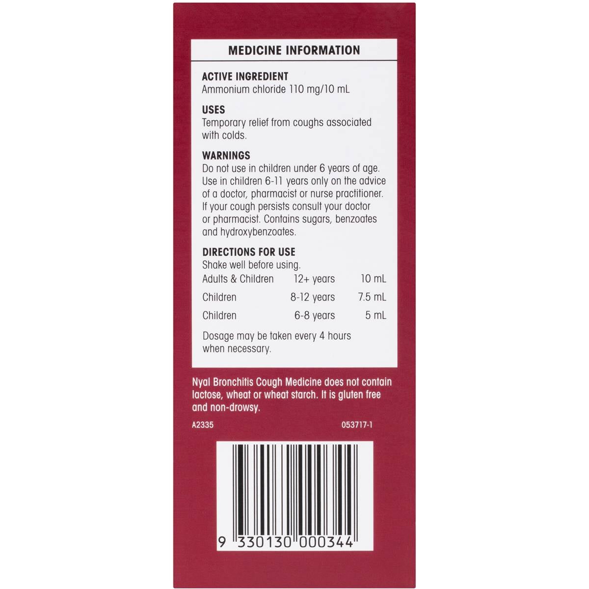 Nyal Cough Syrups Bronchitis Mix 200ml Woolworths