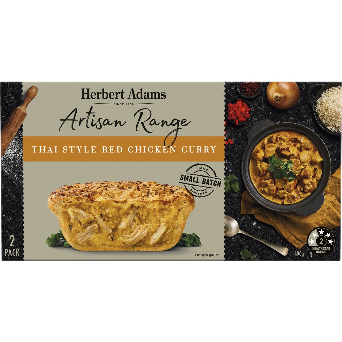 Herbert Adams Artisan Thai Style Red Chicken Curry Pies